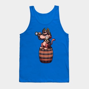 Pirate Monkey Sitting On Barrel Tank Top